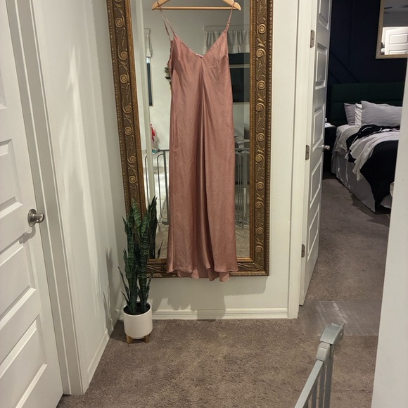 Free people intimately smoke and mirrors drap maxi mauve satin slip dress LG - Picture 5 of 12